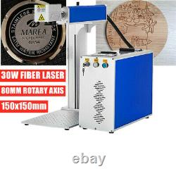 Jpt 30w Fiber Laser Marking Machine 80mm Rotary Axis & Lense Laser Focus 110v