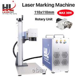 MAX 30W Fiber Laser Marking Machine 110x110mm Metal Engrave with Rotary Axis