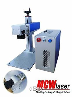 MCWlaser 30W MOPA Fiber Laser Marking Machine & Rotary Aluminum Black Color