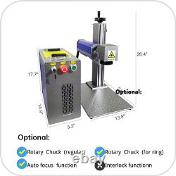 MCWlaser 30W Raycus Metal Fiber Laser Marking Machine Engraver with Rotary Axis