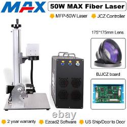 Max 50W Fiber Laser Marking Engraving Machine Metal Engraver with 80mm Rotary