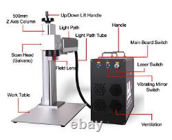 Max 50W Fiber Laser Marking Engraving Machine Metal Engraver with 80mm Rotary