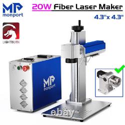 Monport 20W Fiber Laser Marking Machine 4.3x4.3 Laser Engraver with Rotary Axis