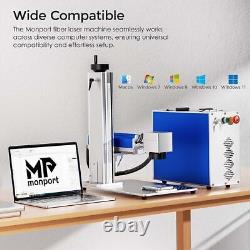 Monport 20W Fiber Laser Marking Machine 4.3x4.3 Laser Engraver with Rotary Axis