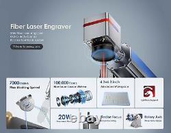 Monport 30W Fiber Laser Marking Machine with Rotary Axis, 6x6 Metal Engraver
