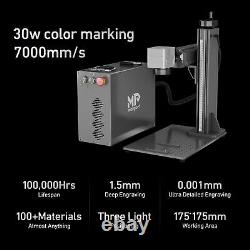 Monport 30W JPT Fiber Laser Marker Engraver 7x7in with Rotary Axis Color Marking