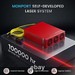 Monport 30W JPT Fiber Laser Marking Engraver +Rotary Color Engraving Metal Steel