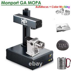 Monport 30W JPT Mopa Fiber Laser Metal Color Marker Engraver 7x7 w Rotary Axis