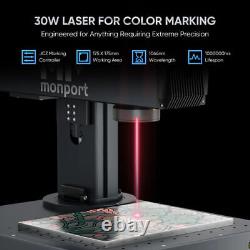 Monport 30W JPT Mopa Fiber Laser Metal Color Marker Engraver 7x7 w Rotary Axis