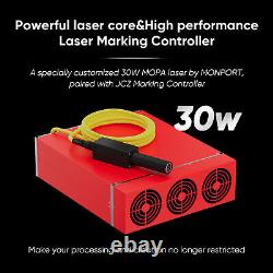 Monport 30W JPT Mopa Fiber Laser Metal Color Marker Engraver 7x7 w Rotary Axis