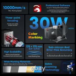 Monport 30W Mopa Fiber Laser Marker Engraver 7x7 with Rotary Axis Color Marking