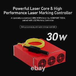Monport 30w JPT Fiber Laser Engraver +Rotary Metal Color Marking Etching Machine