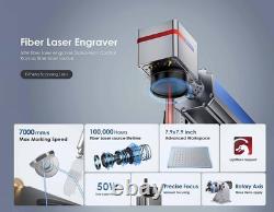 Monport 50W Fiber Laser Marking Machine 7.9x7.9 Laser Engraver with Rotary Axis