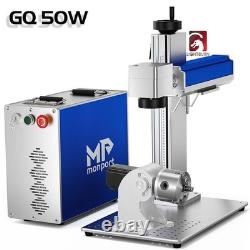 Monport 50w Fiber Laser Marking Machine 7.9x7.9 Laser Engraver With Rotary Axis