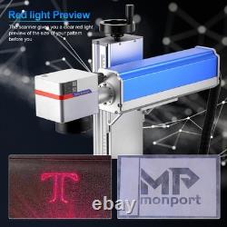 Monport 50w Fiber Laser Marking Machine 7.9x7.9 Laser Engraver With Rotary Axis