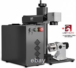 Monport 60W Fiber Laser Engraver +Rotary Axis+Lightburn 77 MOPA Marking Machine