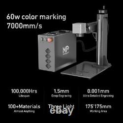 Monport 60W Fiber Laser Engraver +Rotary Axis+Lightburn 77 MOPA Marking Machine