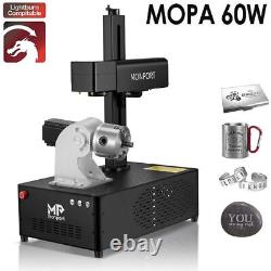 Monport 60W JPT Fiber Laser Marking Machine Metal Engraver +Rotary Electric Lift