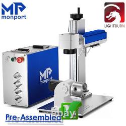 Monport 6x6in 30W Fiber Laser Engraver Marking Machine Metal Gold with Rotary Axis