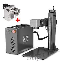 Monport 80W MOPA 7x7 Fiber Laser Marking Engraving Machine with Rotary Axis Lightb