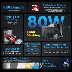 Monport 80W MOPA 7x7 Fiber Laser Marking Engraving Machine with Rotary Axis Lightb