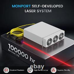 Monport 80W MOPA 7x7 Fiber Laser Marking Engraving Machine with Rotary Axis Lightb