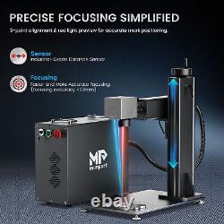 Monport 80W MOPA 7x7 Fiber Laser Marking Engraving Machine with Rotary Axis Lightb