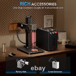 Monport 80W MOPA 7x7 Fiber Laser Marking Engraving Machine with Rotary Axis Lightb