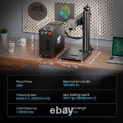 Monport 80W MOPA 7x7 Fiber Laser Marking Engraving Machine with Rotary Axis Lightb