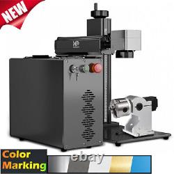 Monport Fiber Laser 30W MOPA Color Laser Marking Machine 6.9x6.9 W. Rotary Axis