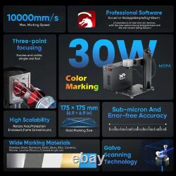 Monport Fiber Laser 30W MOPA Color Laser Marking Machine 6.9x6.9 W. Rotary Axis
