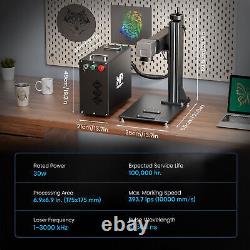Monport Fiber Laser 30W MOPA Color Laser Marking Machine 6.9x6.9 W. Rotary Axis