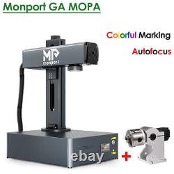 Monport JPT 60W Fiber Laser Marking Machine +Rotary Metal Color Marking Engraver