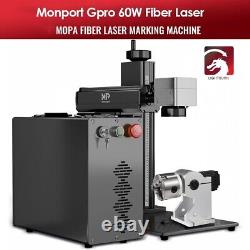 Monport MOPA 60W Fiber Laser Engraver Full Color Marking with Rotary Metal Steel