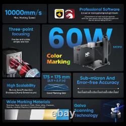 Monport MOPA 60W Fiber Laser Engraver Full Color Marking with Rotary Metal Steel