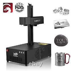 Monport Raycus 30W Fiber Laser Marking Machine with Rotary Axis, Metal Engraver