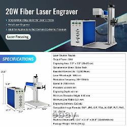 OMTech 20W Fiber Laser Marker Engraver for Metal 8 x 8 Bed with Rotary Axis A