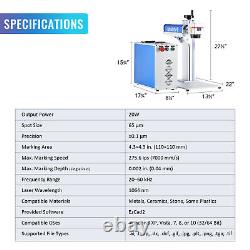 OMTech 20W Fiber Laser Metal Marking 4.3x4.3 Metal Desktop Engraving Laser Tool