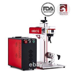 OMTech 20W JPT MOPA 7x7 Fiber Laser Marking Engraving Machine with Rotary Axis