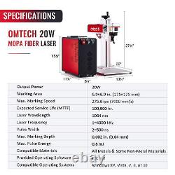 OMTech 20W MOPA Fiber Laser Engraver Desktop Laser Marking Machine & Rotary Axis