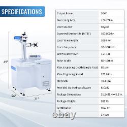 OMTech 30W 6.9 x6.9 Fiber Laser Marking Machine Metal Marker wIth Rotary Axis