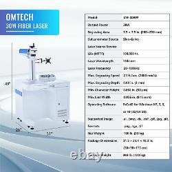 OMTech 30W 7.9 x7.9 Fiber Laser Marking Machine Metal Marker wIth Rotary Axis