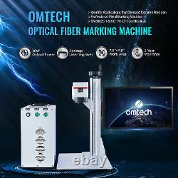 OMTech 30W 8x8 in. Fiber Laser Marking Machine for Metal Steel w. Rotary Axis B