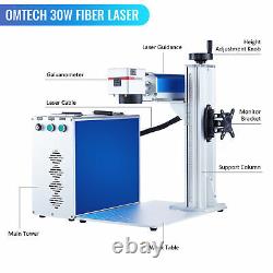 OMTech 30W 8x8 in. Fiber Laser Marking Machine for Metal Steel w. Rotary Axis B