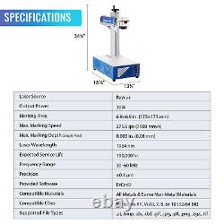 OMTech 30W Fiber Laser Marking Engraving Machine 6.9x 6.9 with Basic Accessories