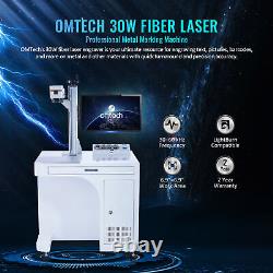 OMTech 30W Fiber Laser Marking Machine Metal 6.9 x6.9 with Premium Accessories