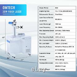 OMTech 30W Fiber Laser Marking Machine Workstation 8x8 with Fiber Rotary Axis A