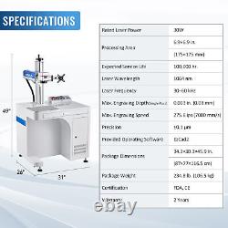 OMTech 30W Raycus Fiber Laser Marking Machine Engraver 7x7 with Rotary Axis A