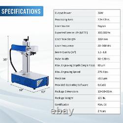 OMTech 30 Watt Split Fiber Laser Marking Machine 7.9x7.9 Metal Marker Engraver