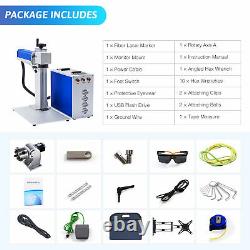 OMTech 50W 12 x12 in. Fiber Laser Marking Machine for Metal with Roraty Axis A